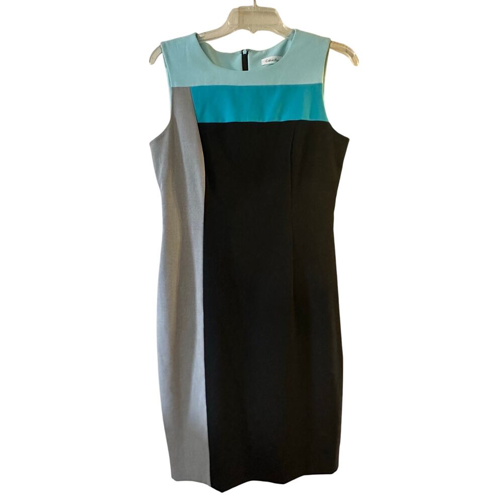 Calvin Klein women’s size 6 sleeveless sheath dress colorful color block work
